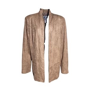 Chico's Tan Blazer Suede-Like Open Front
